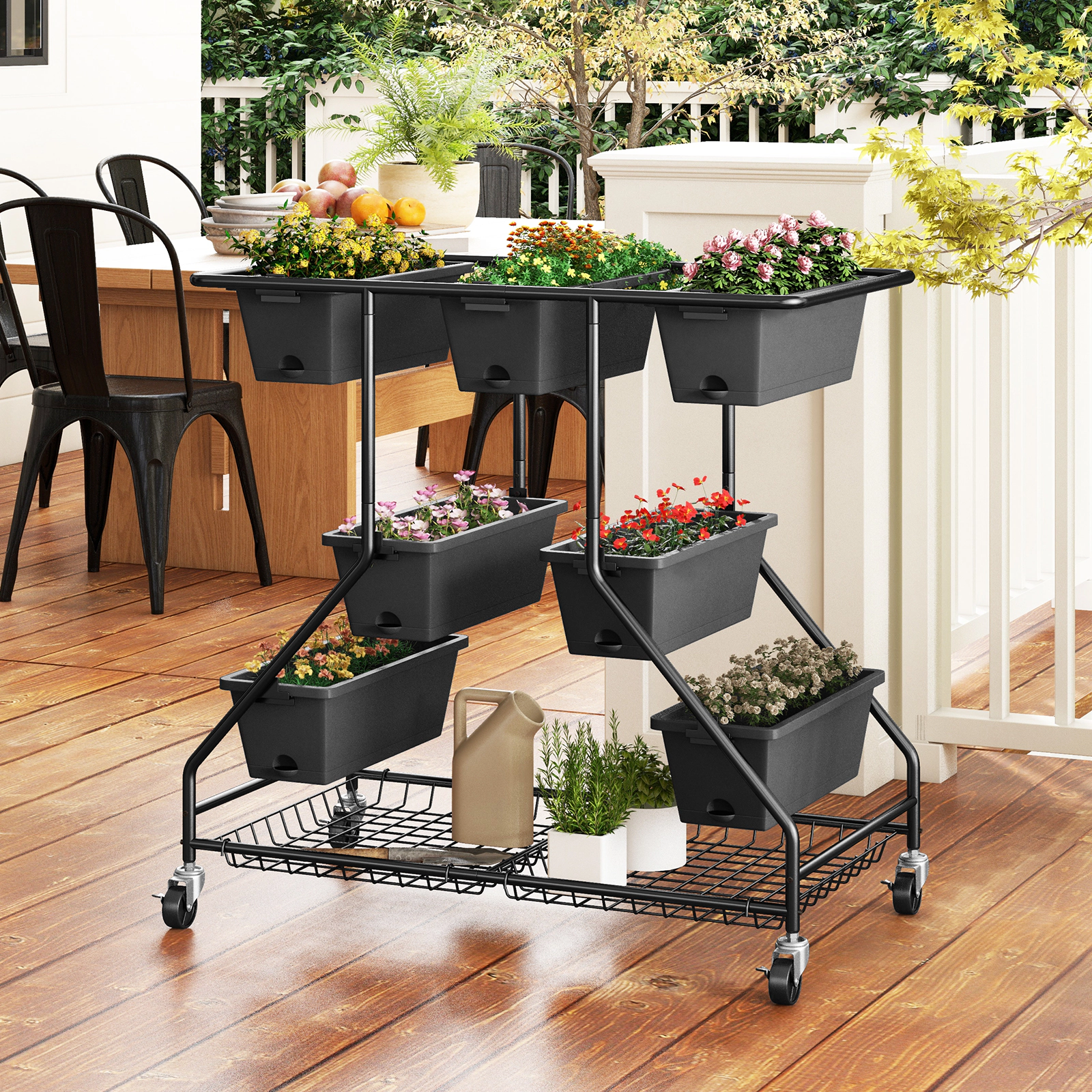 SlickBlue 7 Tier Vertical Raised Garden Bed with Storage Baskets