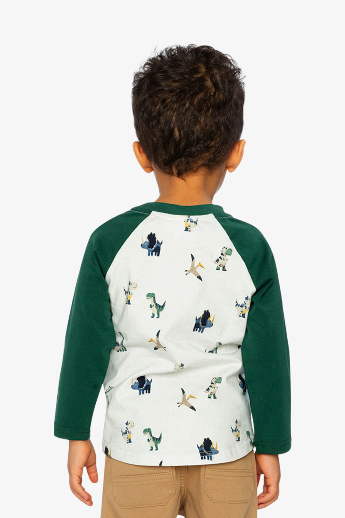 Deux par Boys Long Sleeve Raglan Dinosaur Print T-Shirt
