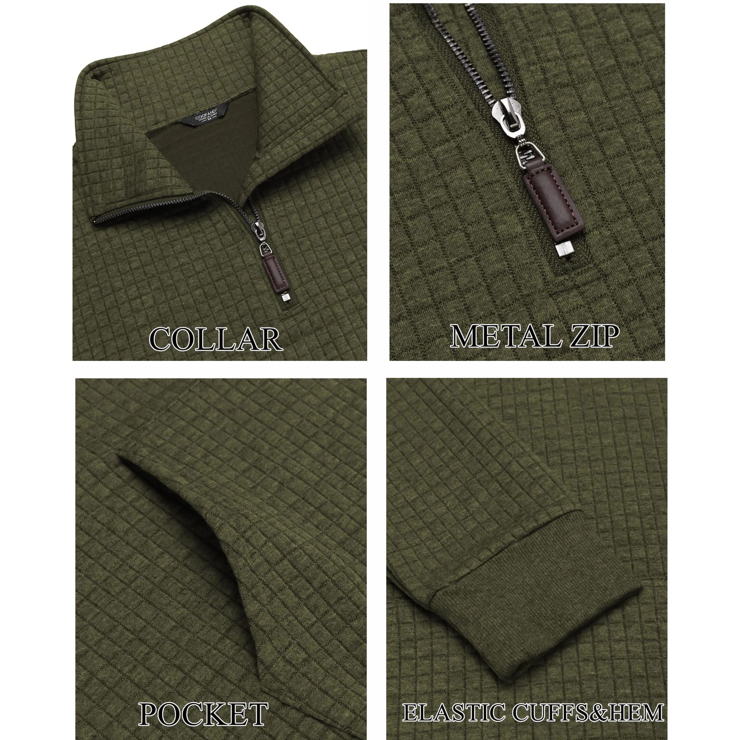 COOFANDY Men's Regular Fit Textured Quarter Zip Pullover Sweater