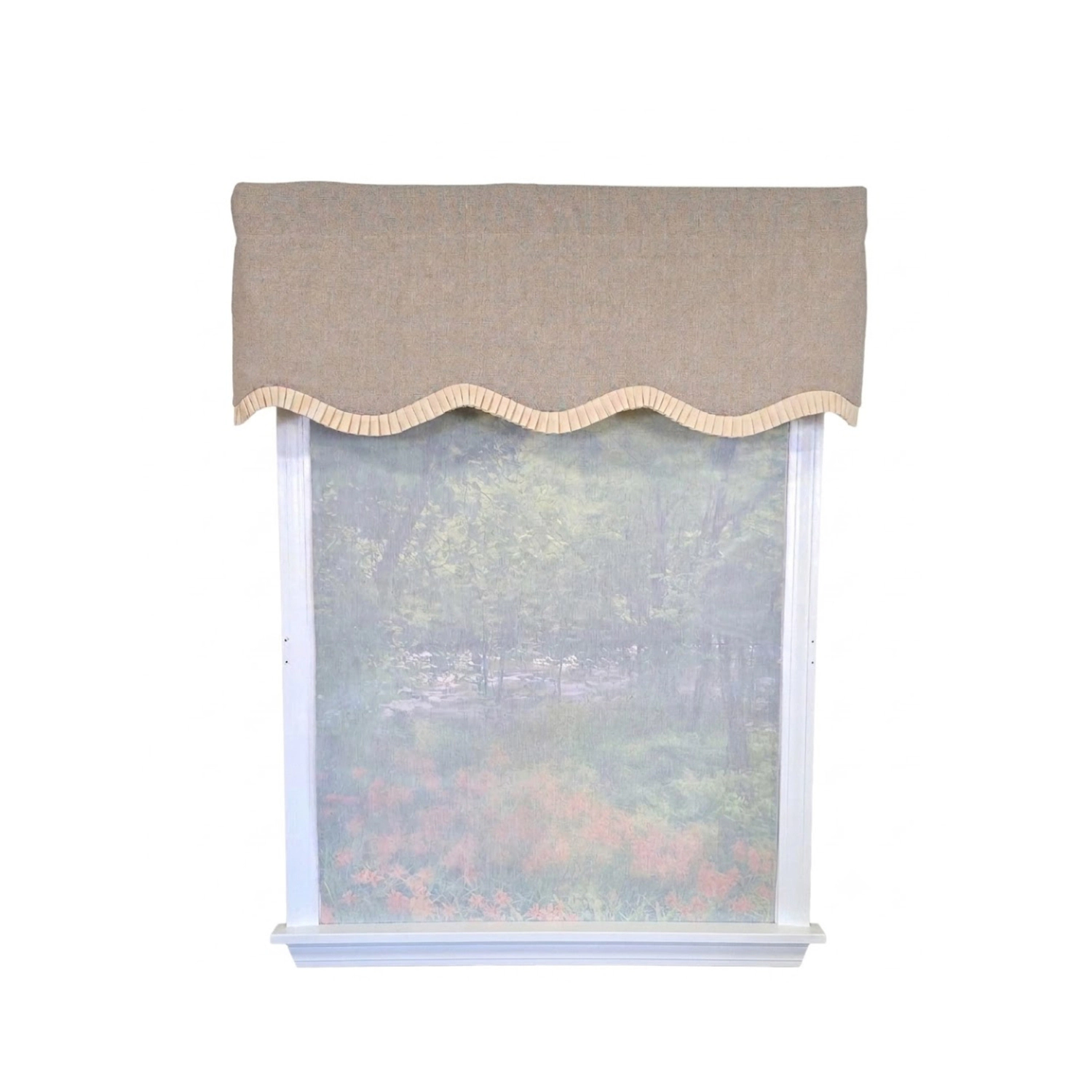 RLF Home Denton Ruffled Provance Window Valance 100% Cotton Lined Rod Pocket 50" x 17" Beige
