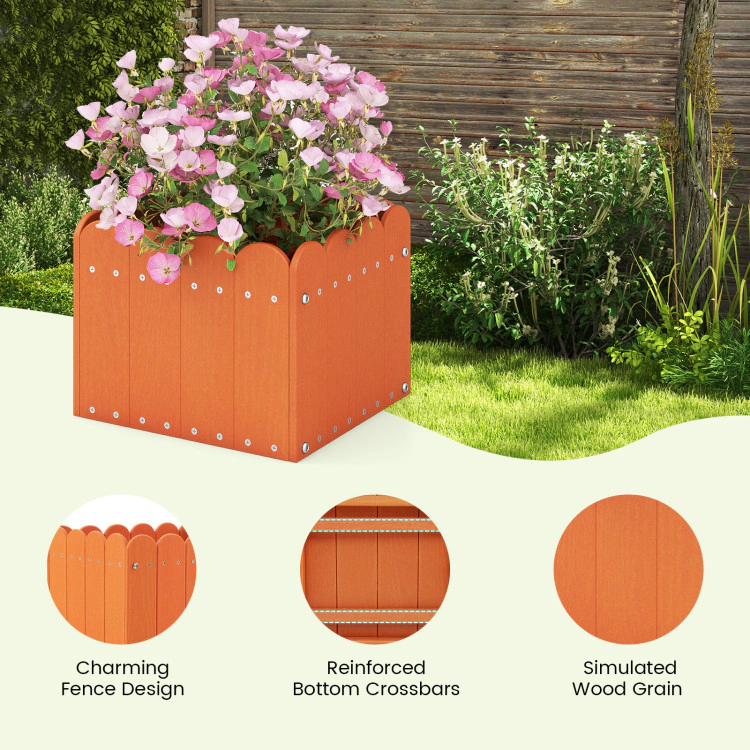 Hivvago 2 Pack Square Planter Box with Drainage Gaps for for Front Porch Garden Balcony