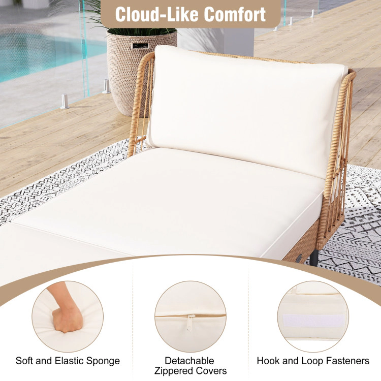 Hivvago Patio Wicker Daybed Outdoor Boho Rattan Loveseat Sofa With Seat And Back Cushions