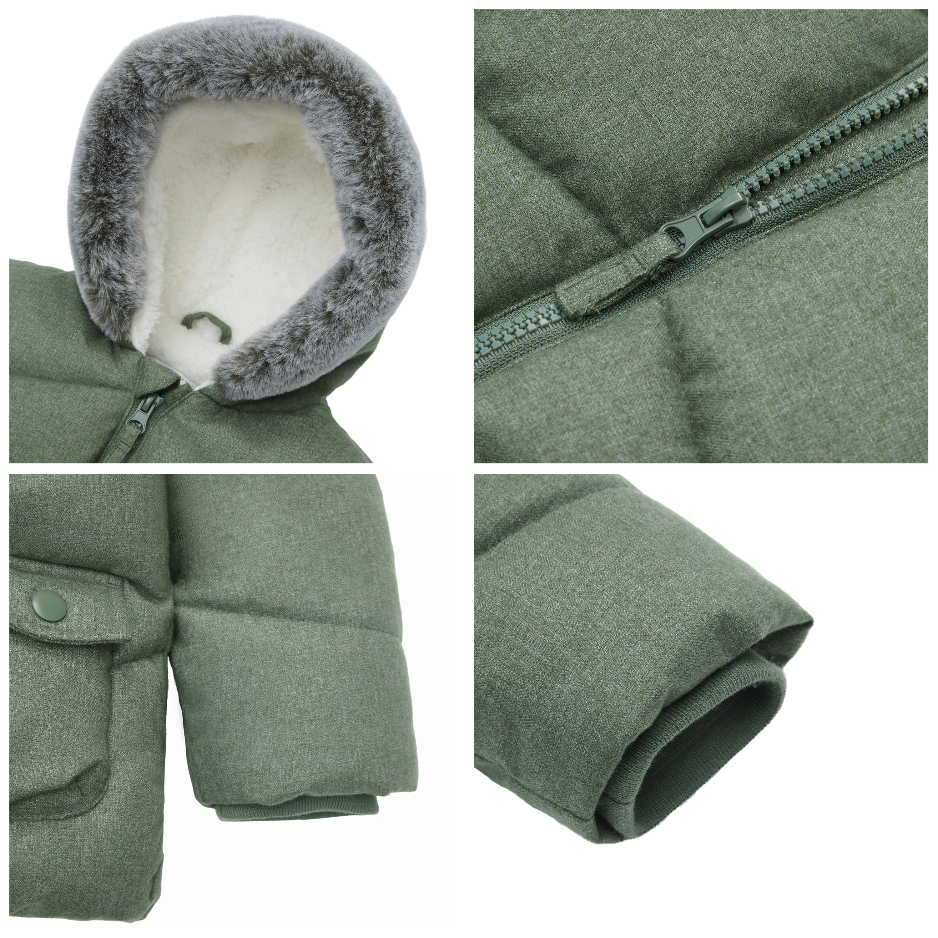 Rokka&Rolla Baby Boys Mini Fur Trim Hooded Puffer Jacket