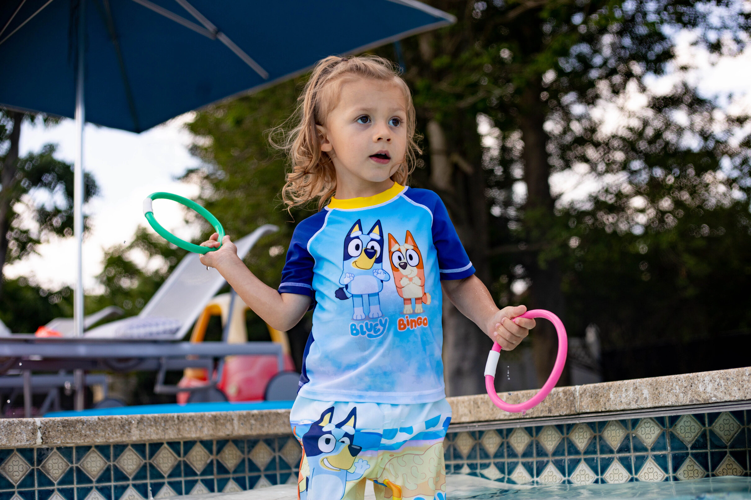 Bluey Swimwear 2-Piece Rash Guard and Swim Trunks Set