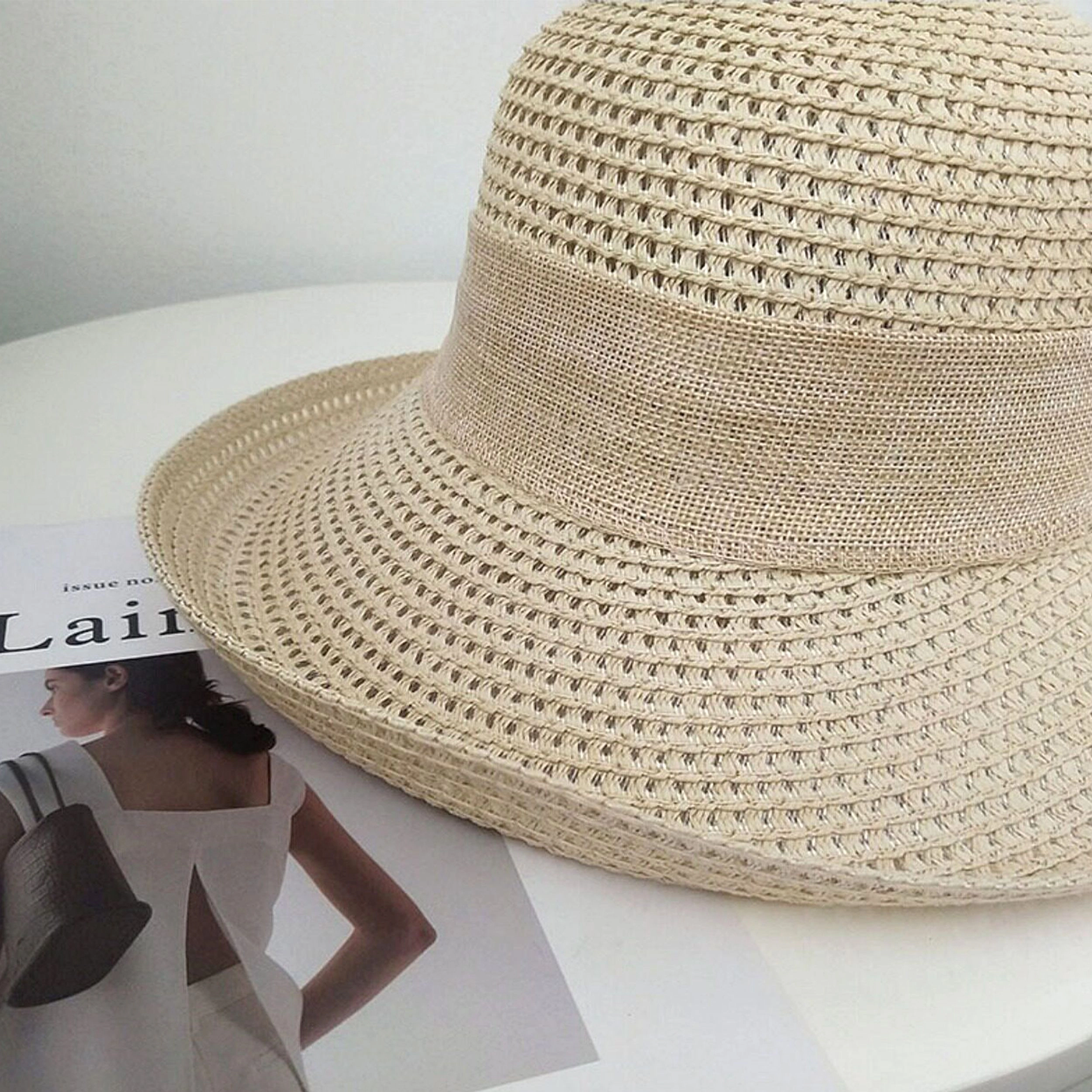 Anna-Kaci Women's Women Straw Sun Hat Wide Brim Woven Beach Bow Tie Detail Breathable Summer