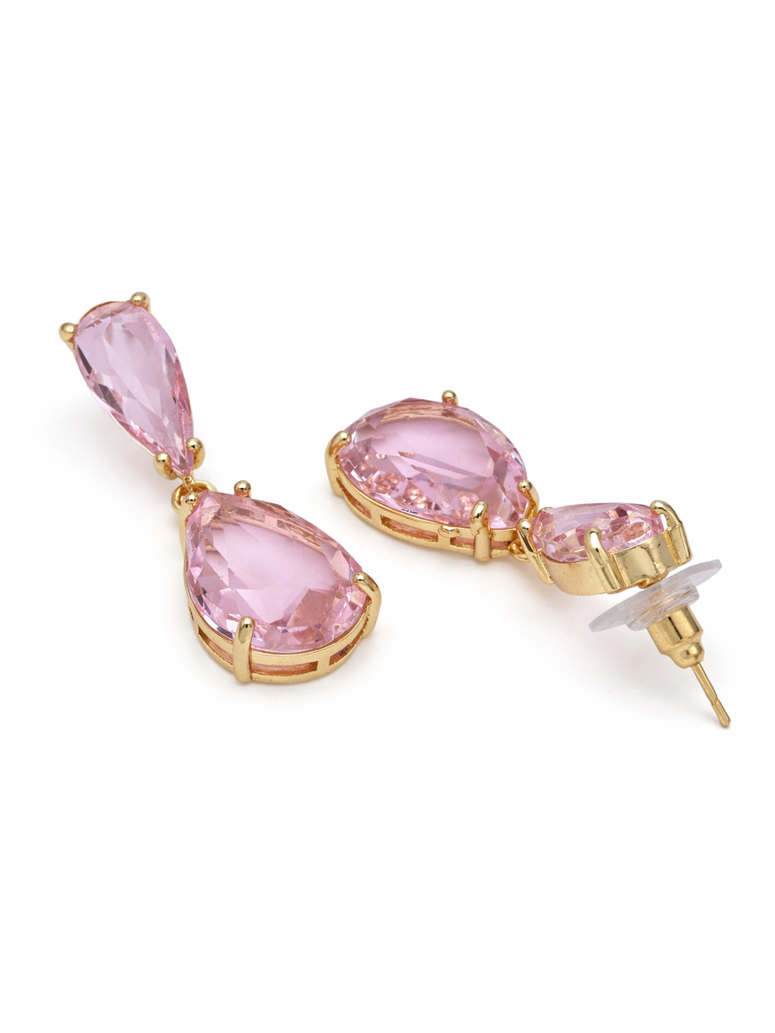 AGP PARIS Womens Double Teardrop Crystal Drop Earrings