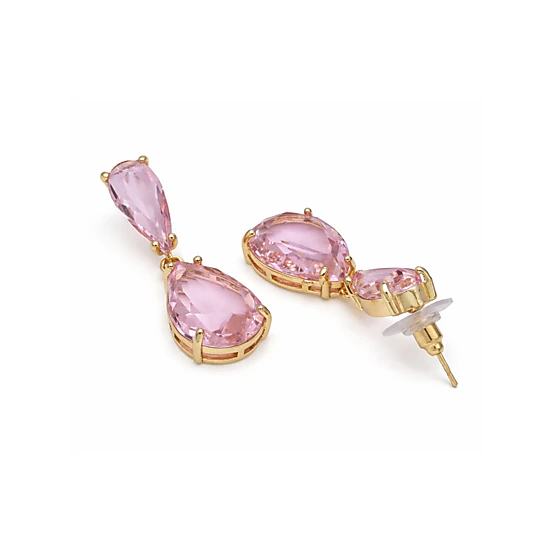 AGP PARIS Womens Double Teardrop Crystal Drop Earrings