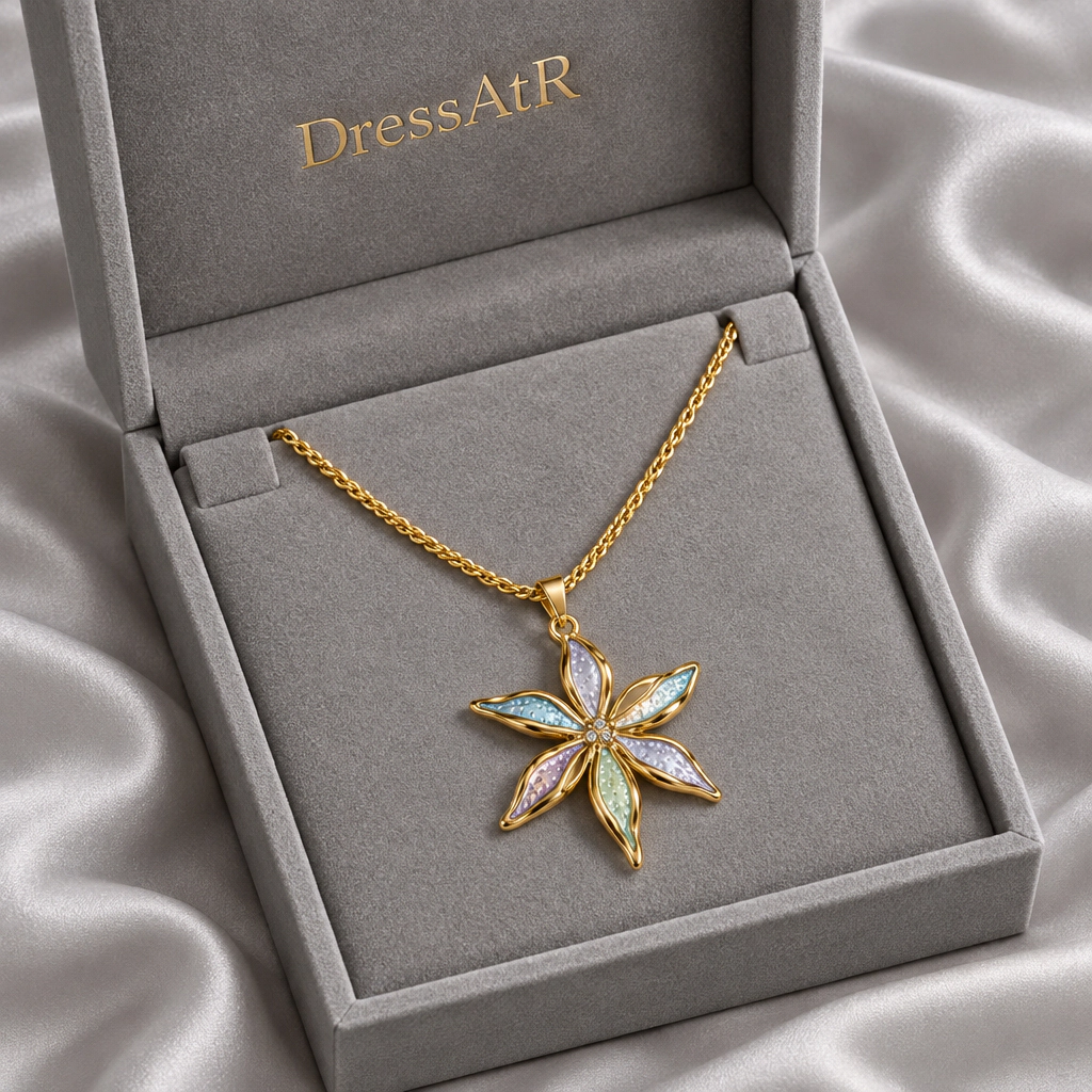 DressAtR Women's 18K Gold Plated Fancy Flower Necklace