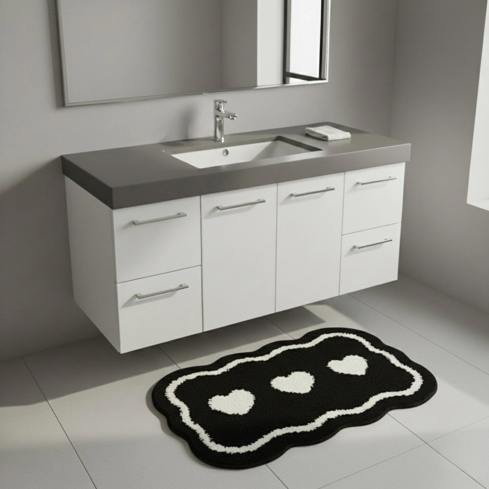 Alilang Unisex Abstract Floral Pattern Tufted Bath Mat Soft Bathroom Floor Rug