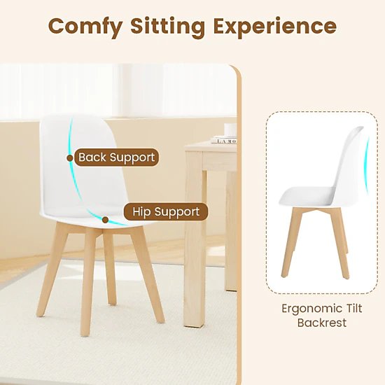 Hivvago Comfortable Two-Piece Dining Chair Set with Tilt Backrest and Solid Beech Wood Legs