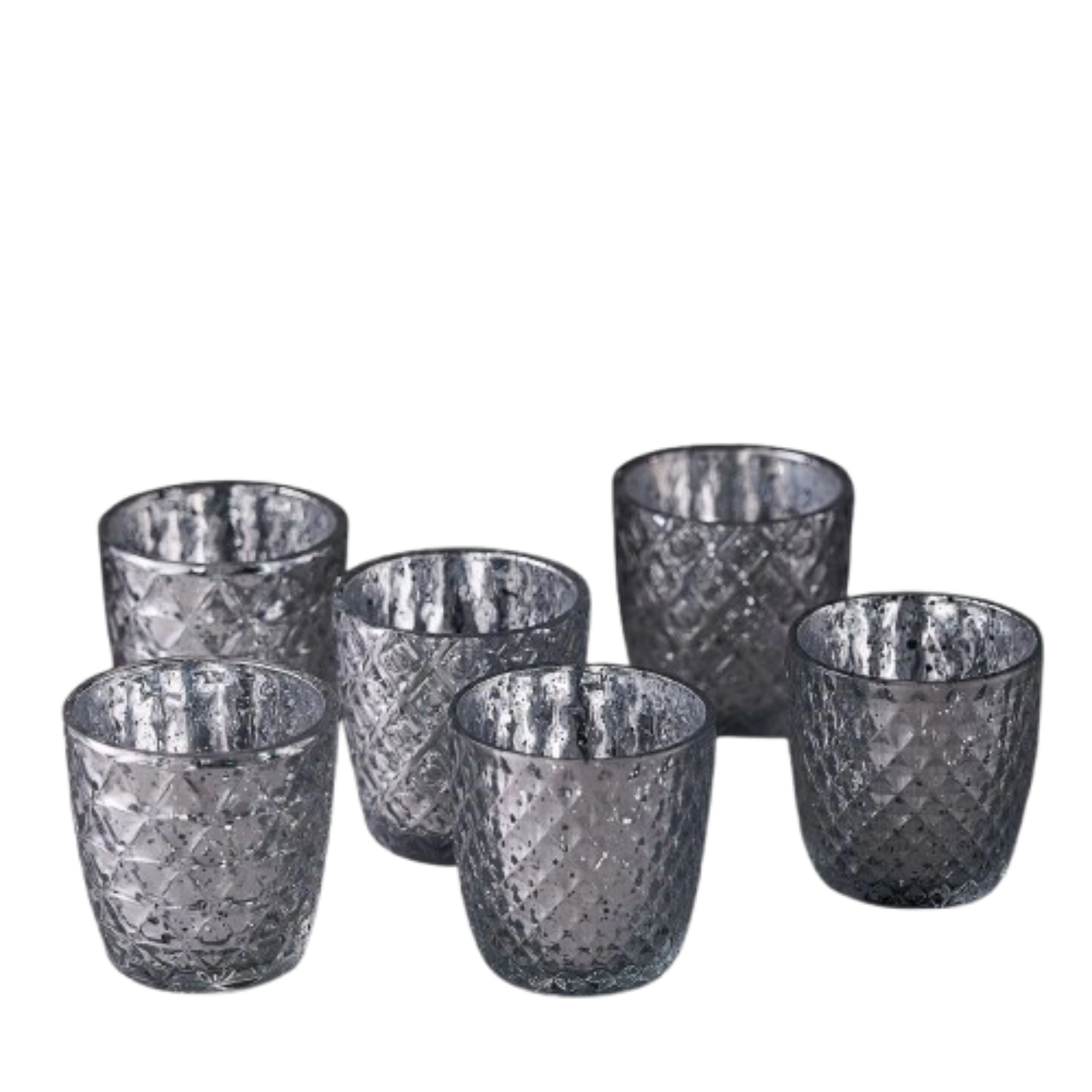 Home Collection 3 Inch Geometric Glass Votive Candle Holders Pack of 6
