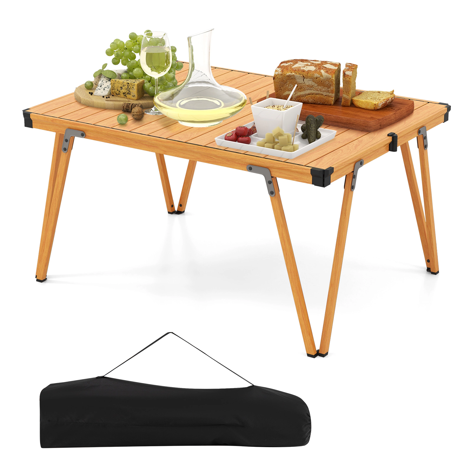 SUGIFT 37-Inch Aluminum Folding Camping Table, Waterproof Top, 176-Lb Capacity, Carrying Bag