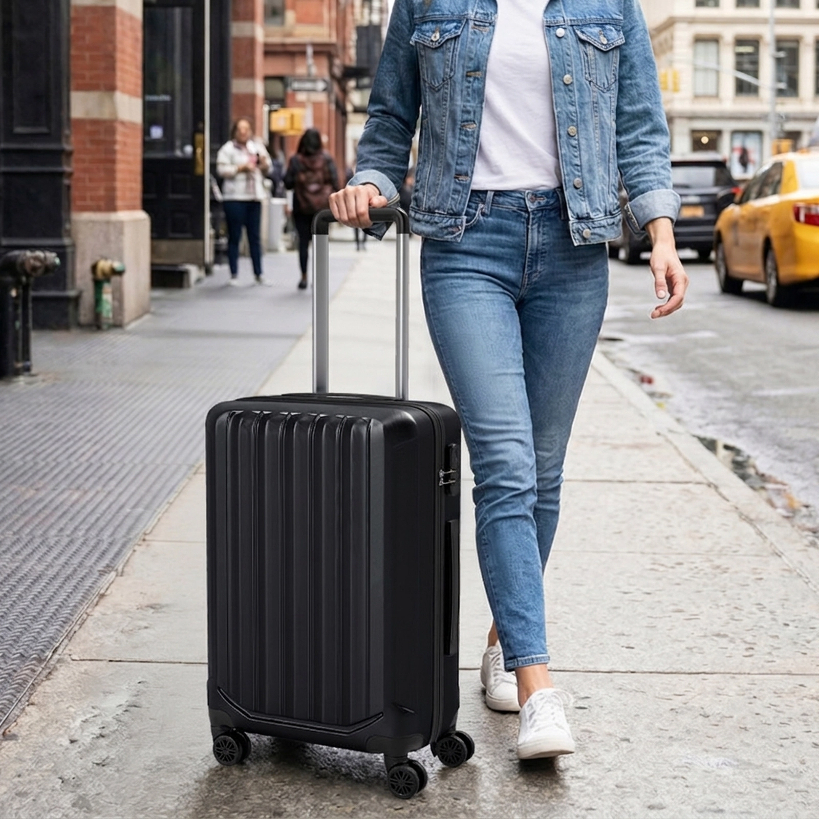 SUGIFT Black 3-Digit Lock 3-Piece Hardside Luggage Set 20-in 24-in 28-in Lightweight ABS Spinner Suitcases