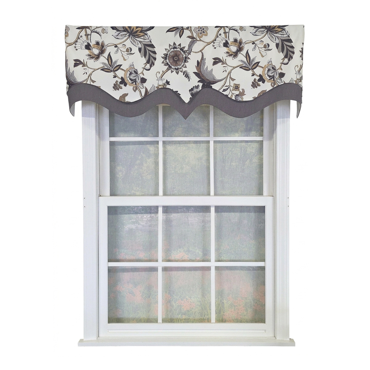 RLF Home 100% Cotton Zanzibar D-Regal  Fully lined Windows Rod Pocket Valance 50" x 17"  Gray