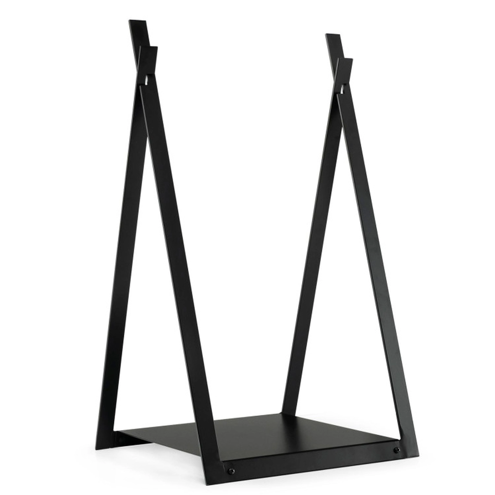 SUGIFT Black 132-lb Capacity Triangle Steel Firewood Rack Outdoor with Raised Solid Base and Square Tube Frame