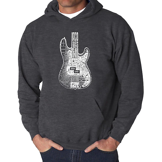 LA Pop Art Bass Guitar - Men's Word Art Hooded Sweatshirt