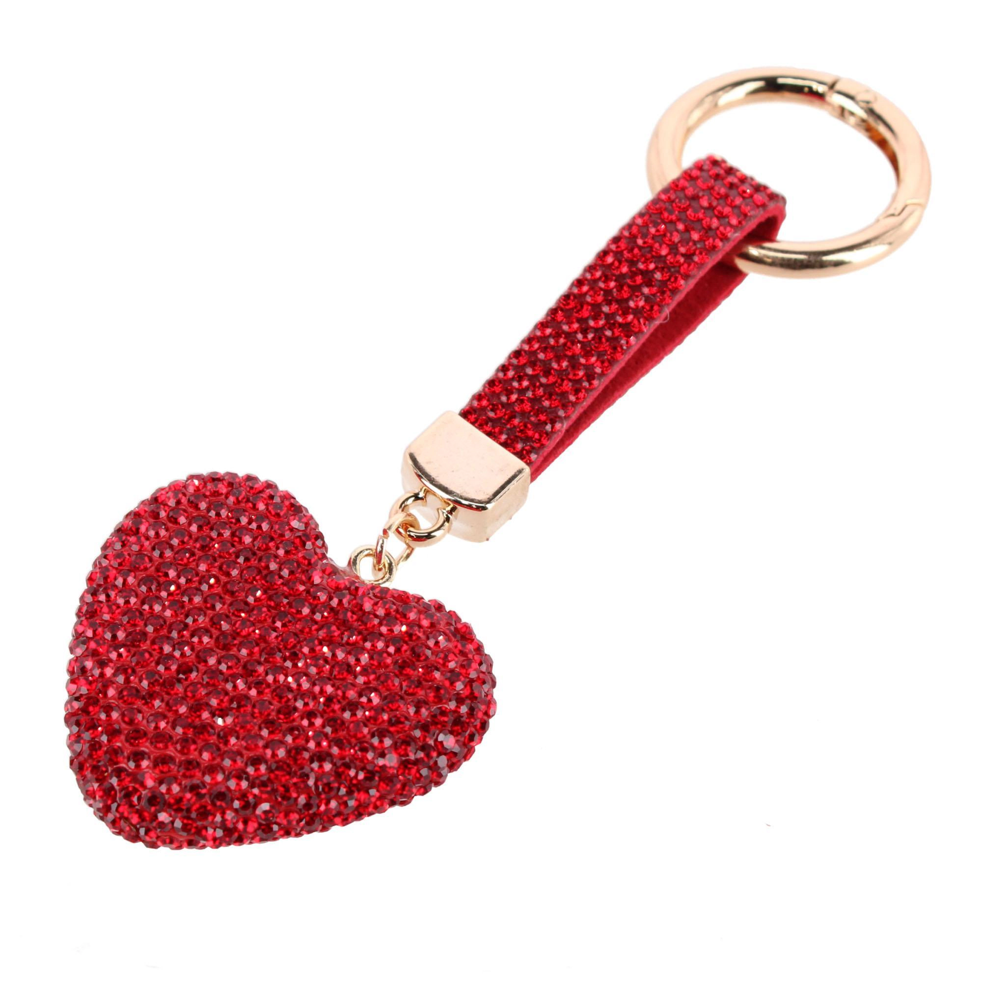 CTM Women's Rhinestone Heart Bag Charm