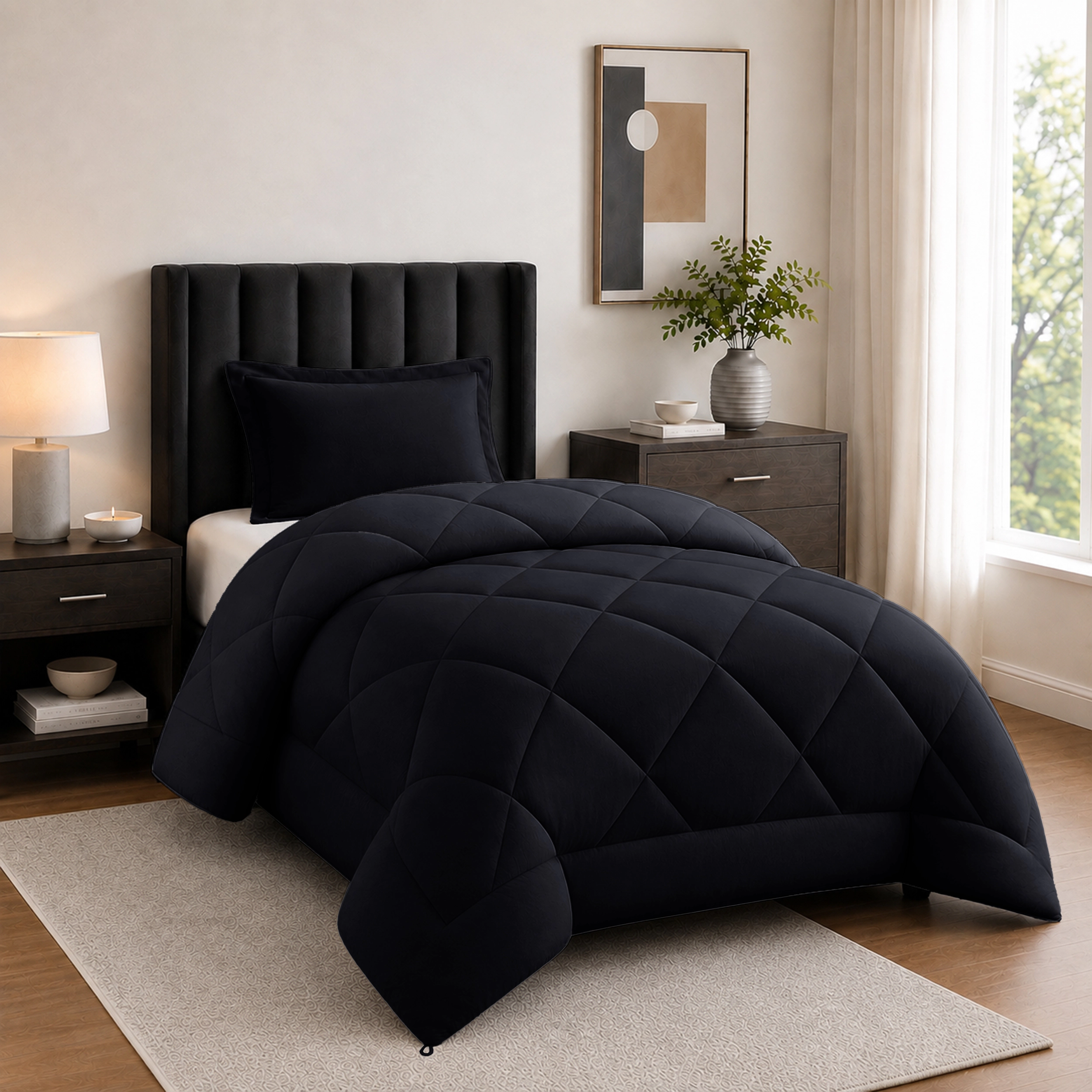 Lux Decor Collection All Season Comforter Set 3-pc Solid Reversible & Pillow Shams