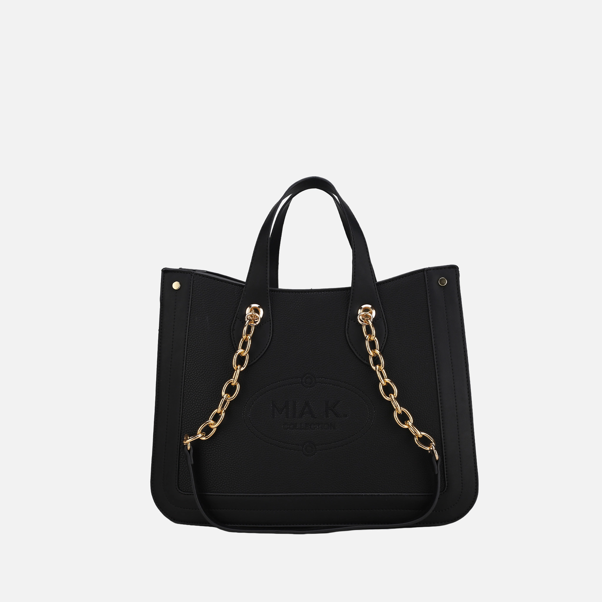 Mia K Collection Stella Tote Bag - Vegan Faux Leather Double Compartment Oversize Handbag