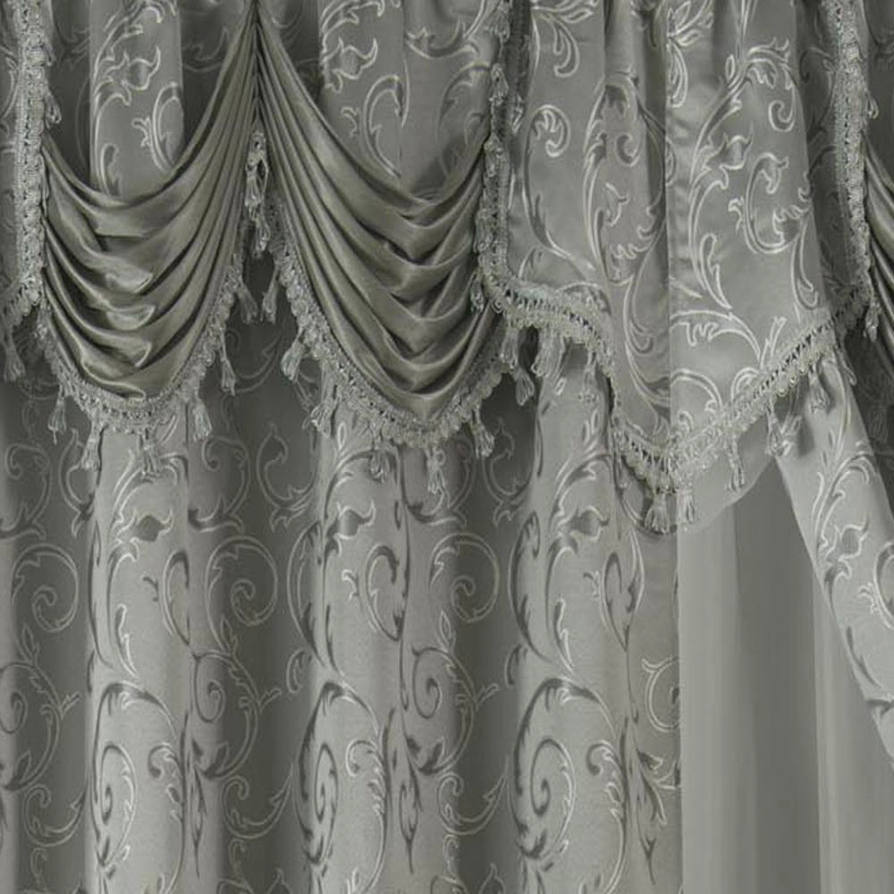 Franklin 2-Piece Rose Grommet Curtain 54" x 84" Silver by Rt Designers Collection