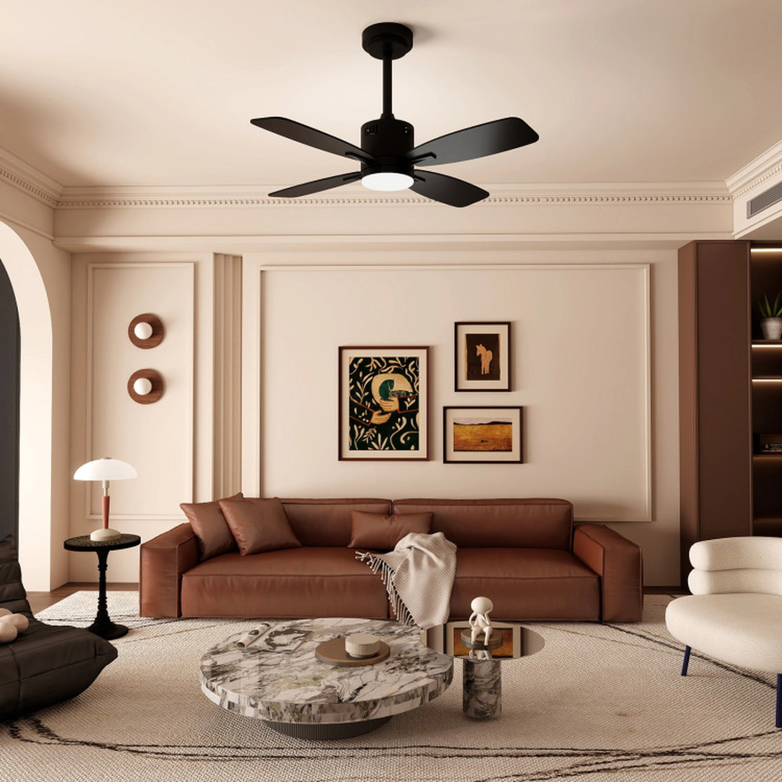 SUGIFT 42-Inch Ceiling Fan, 6-Speed Reversible DC Motor, 3CCT Dimmable LED, Remote