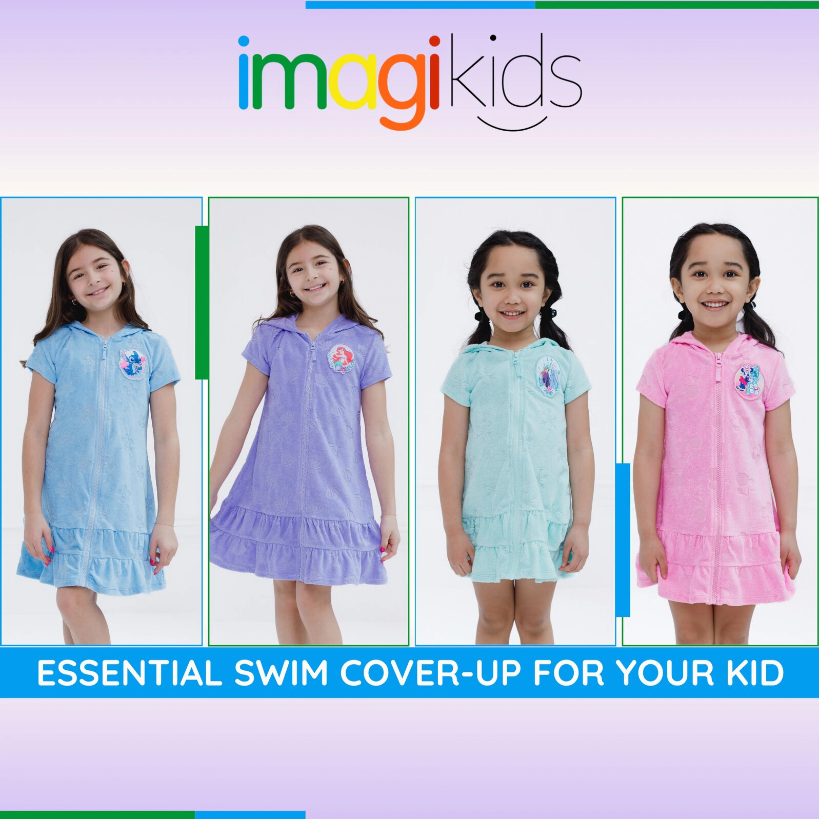 Disney Girls' Hooded Swimwear Cover Up