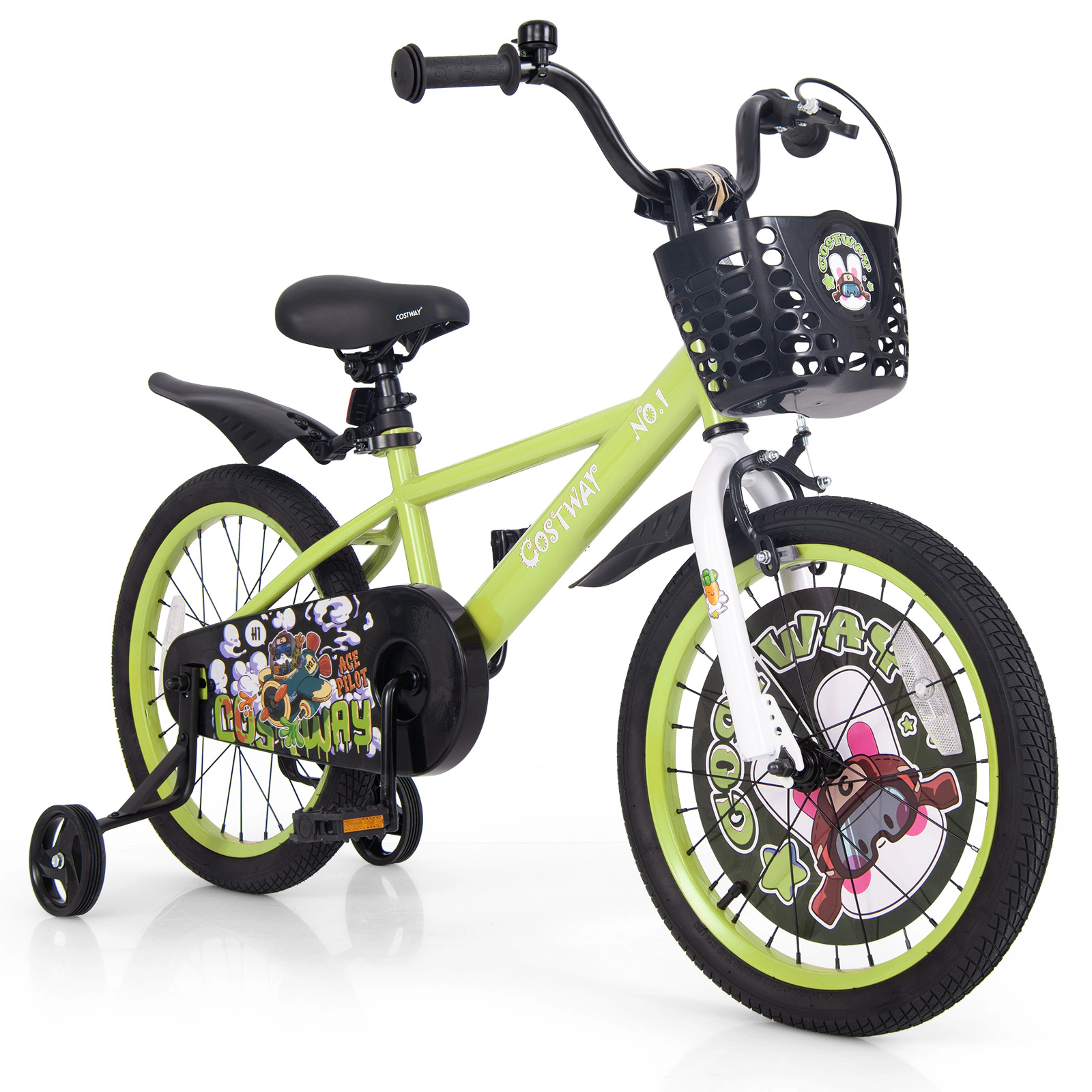 LJG Kids Bike Adjustable with Detachable Training Wheels