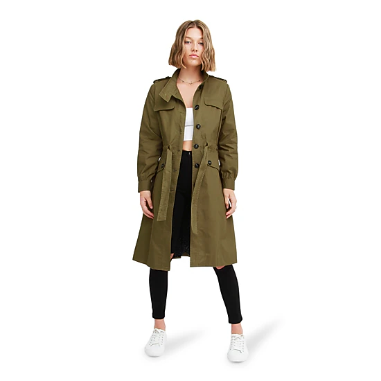 Belle & Bloom Womens Carlisle Button Front Trench Coat