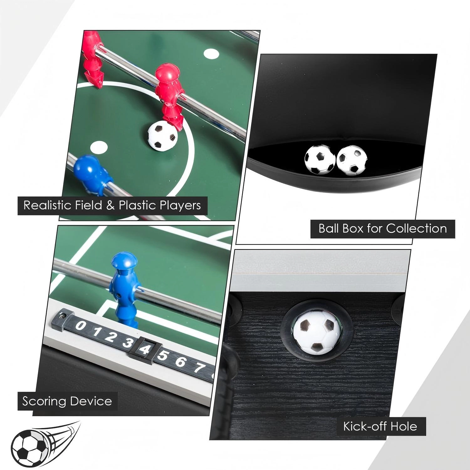 SUGIFT 48-in Competition Sized Home Recreation Wooden Foosball Table with Leg Levelers Foosball Table and Adults Black