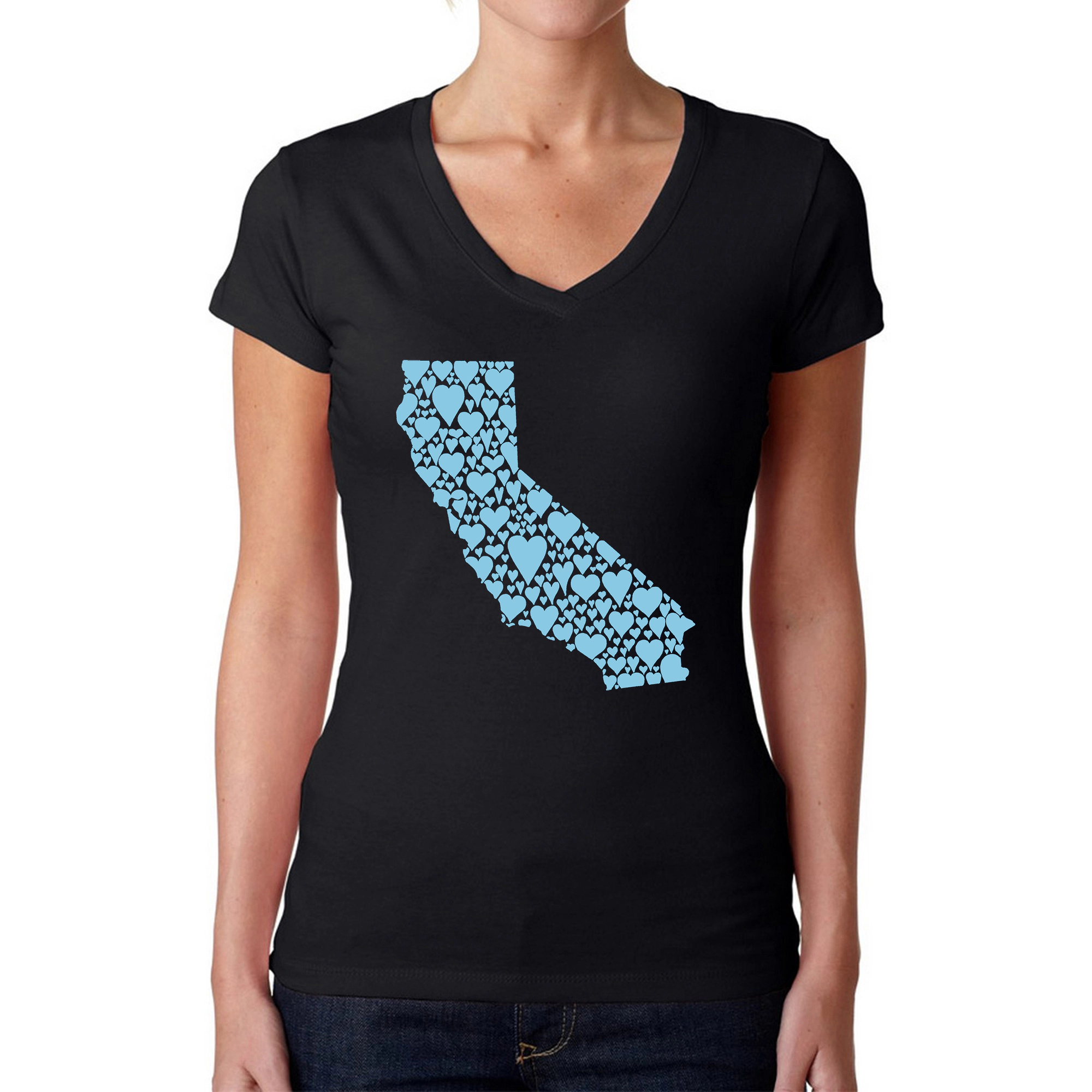 LA Pop Art Womens Word V-Neck T-Shirt