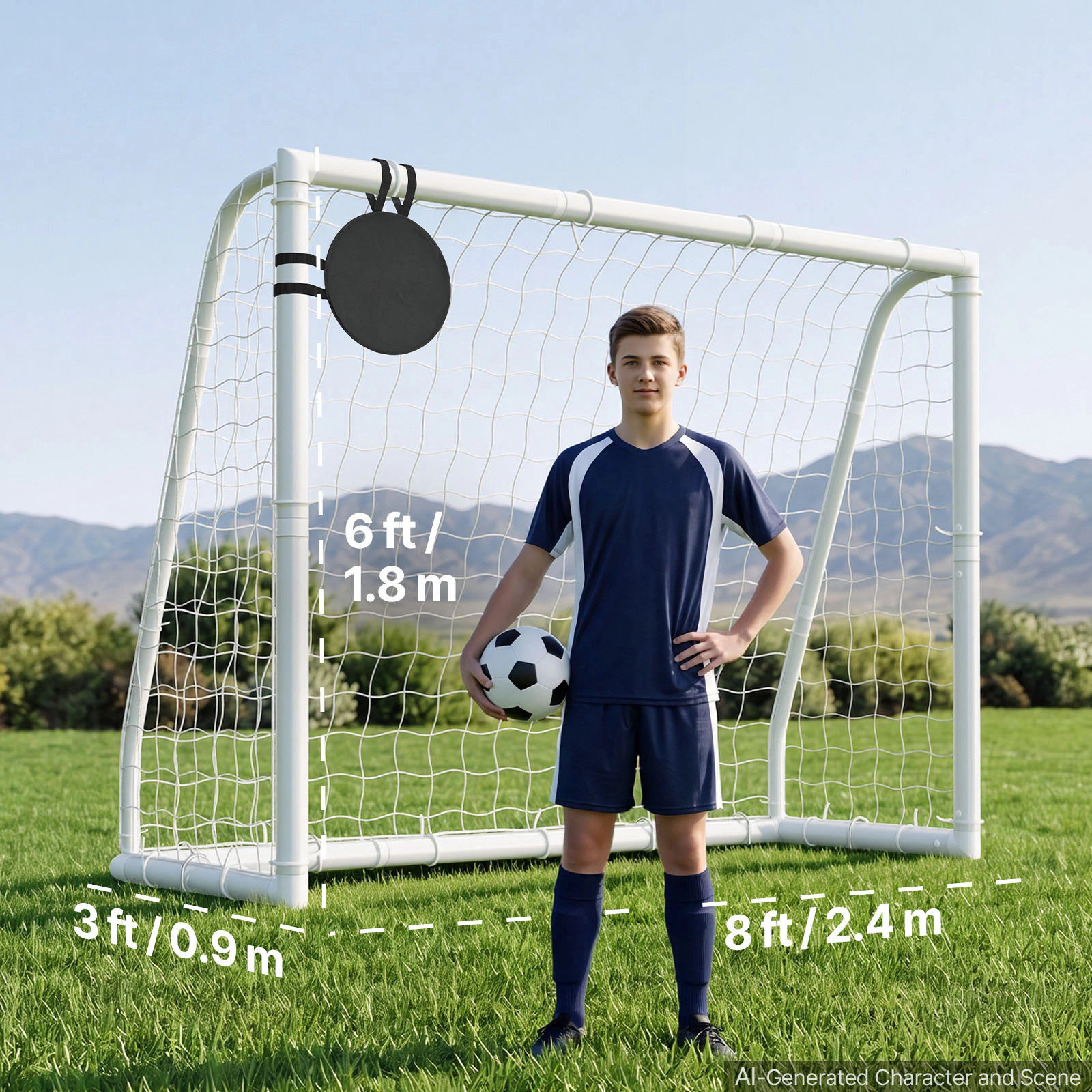 HONGGE Soccer Goal PVC Soccer Goal for Backyard with PE Net, Portable Weatherproof Set, with High-Strength PE Net
