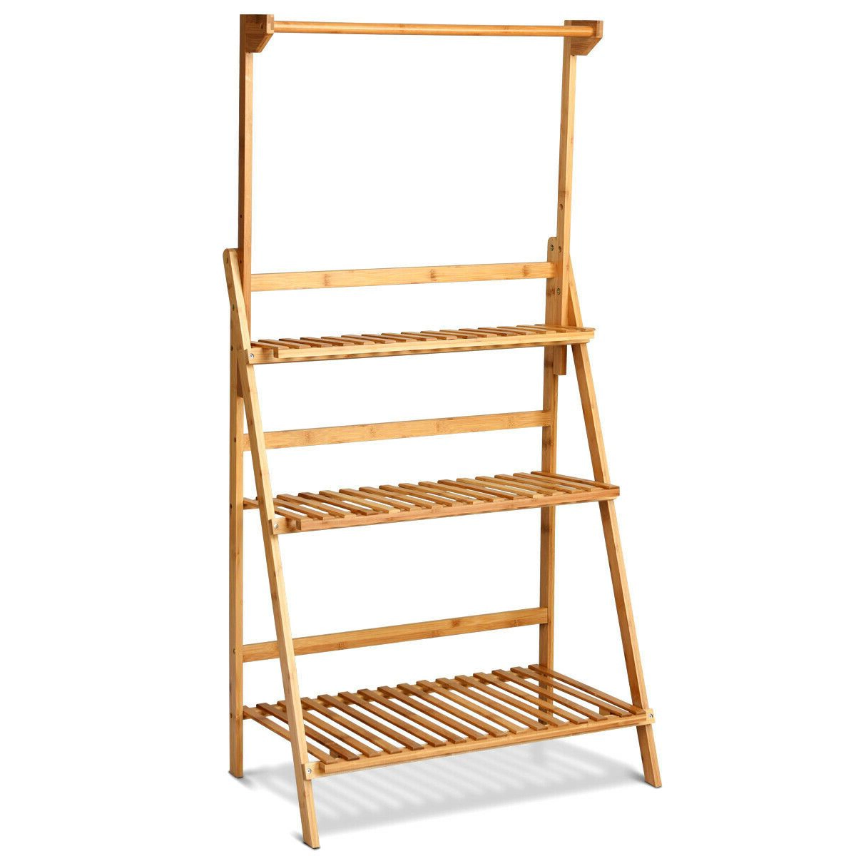SlickBlue Unisex 3-Tier Indoor Outdoor Plant Stand with Hanging Rod
