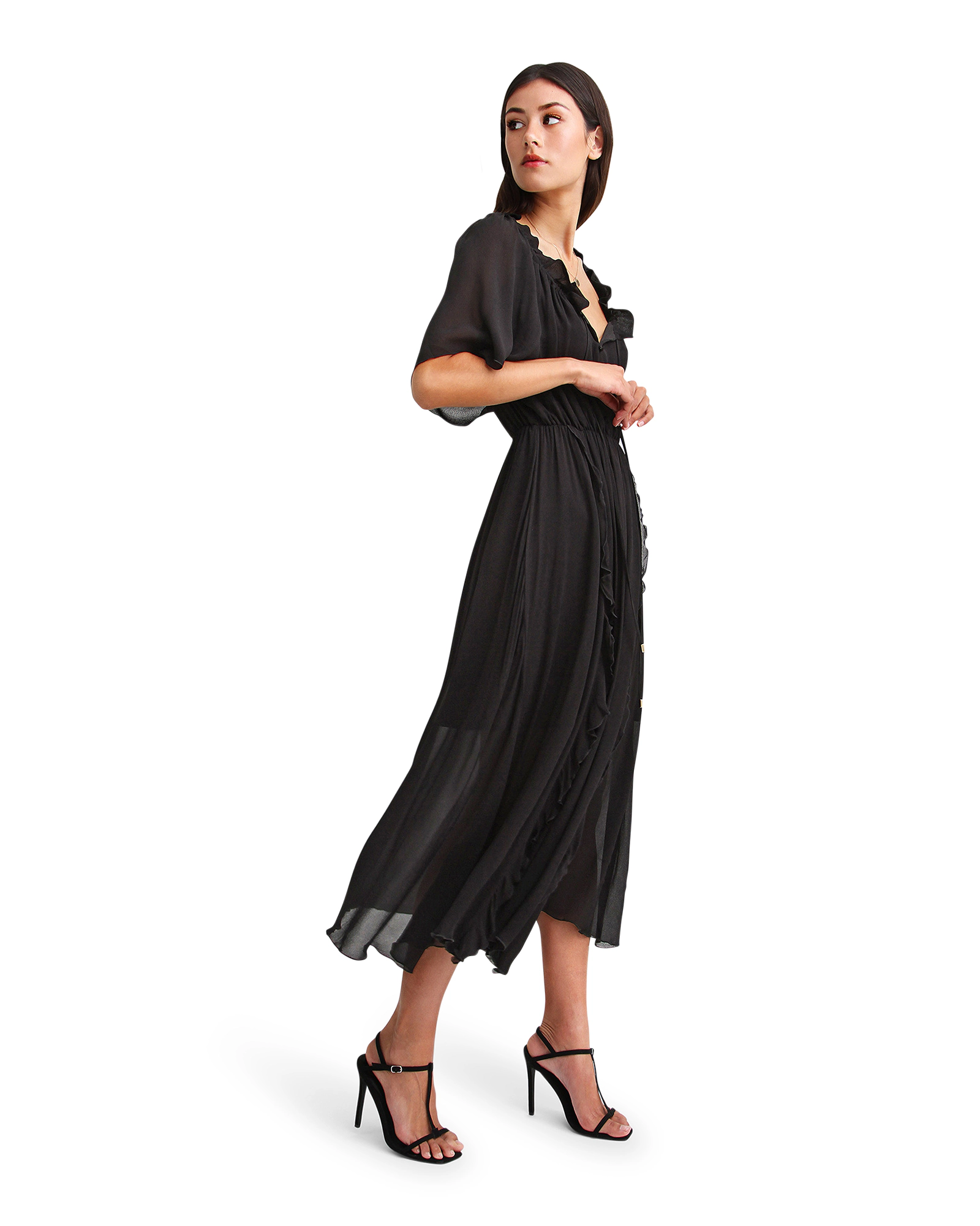 Belle & Bloom Womens Amour Ruffled Midi Dress