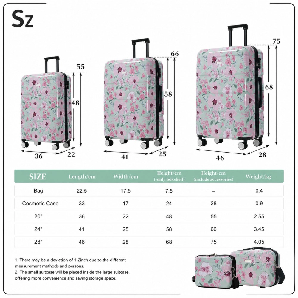 WOW PIONEER Durable Hard Case Spinner Luggage