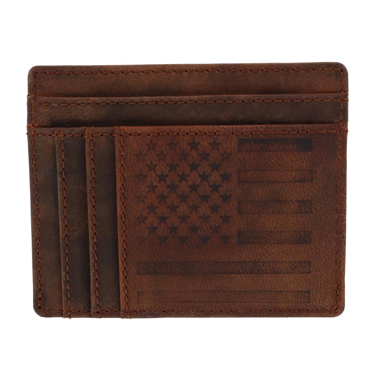 J. Buxton Men's Leather US Flag Front Pocket Get Away Wallet
