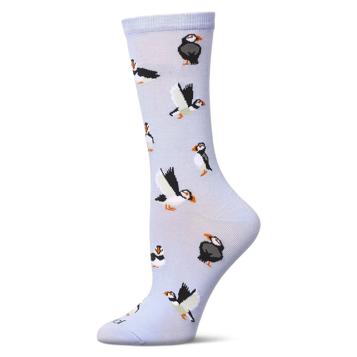 MeMoi Women's Puffin Birds rayon From Bamboo Crew Socks
