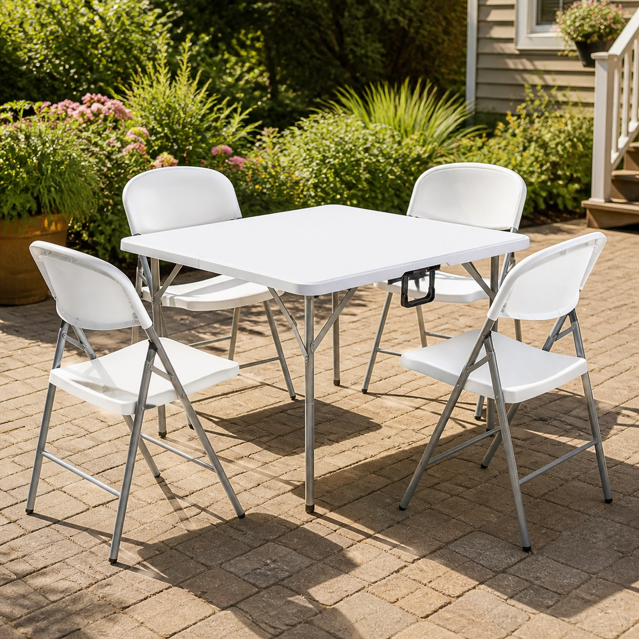 SUGIFT 34-Inch Square Folding Card and Game Table, 400-Lb Capacity, HDPE Top, Carry Handle
