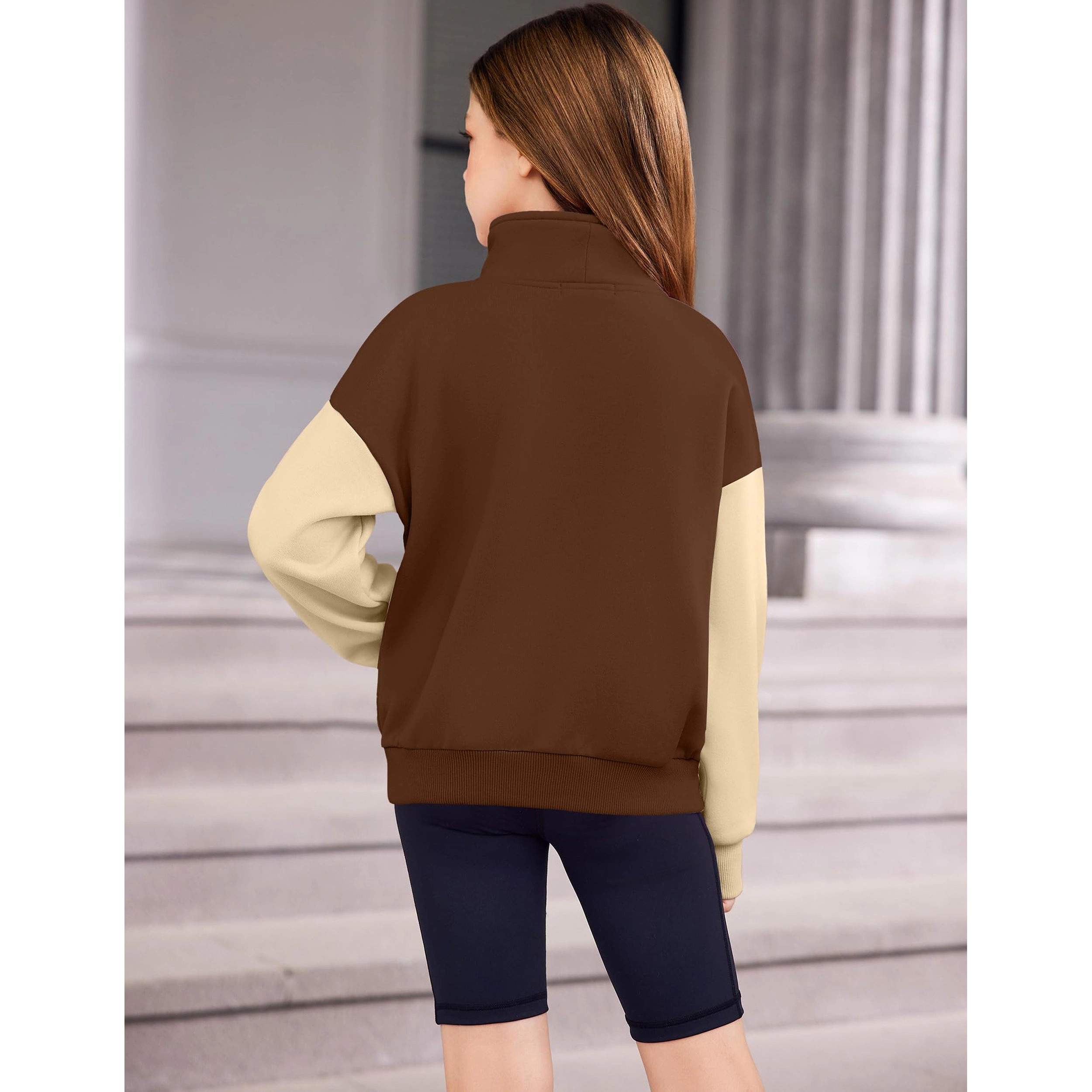 Arshiner Girls Half Zip Sweatshirt Fleece Quarter Zip Pullover Sweatshirts Fall Clothes For Teen