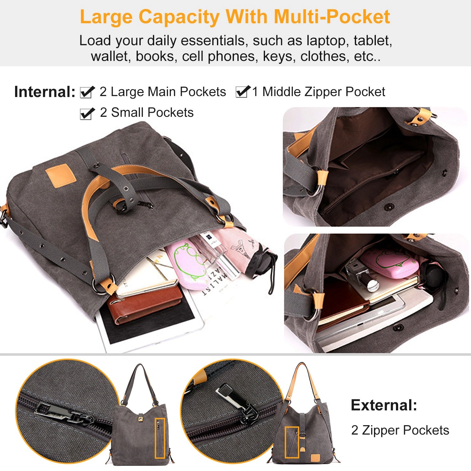 N' POLAR Unisex Convertible Canvas Tote Bag