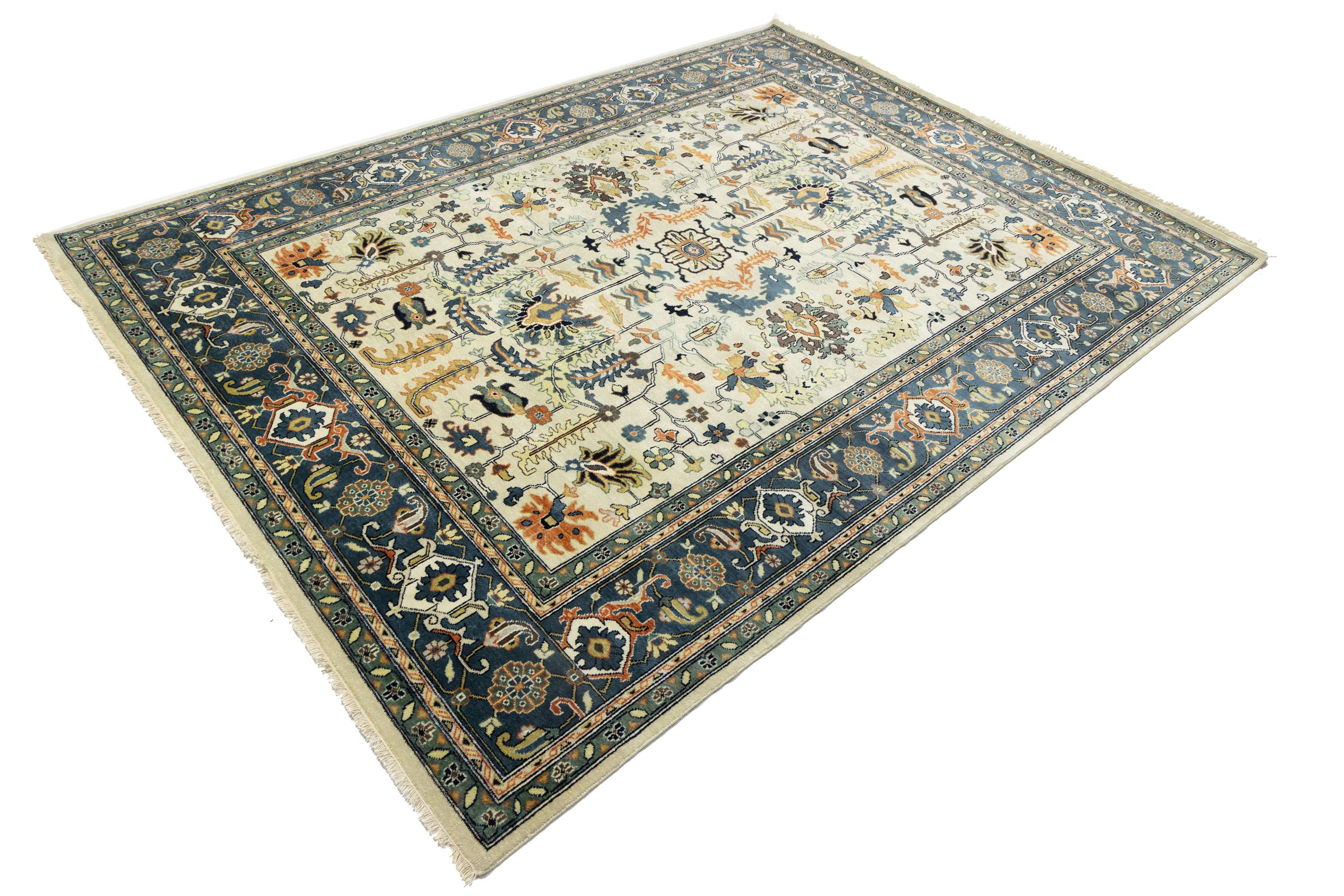 Magic Rugs Cream Geometric Transitional 9x12 Chobi Oriental Rug