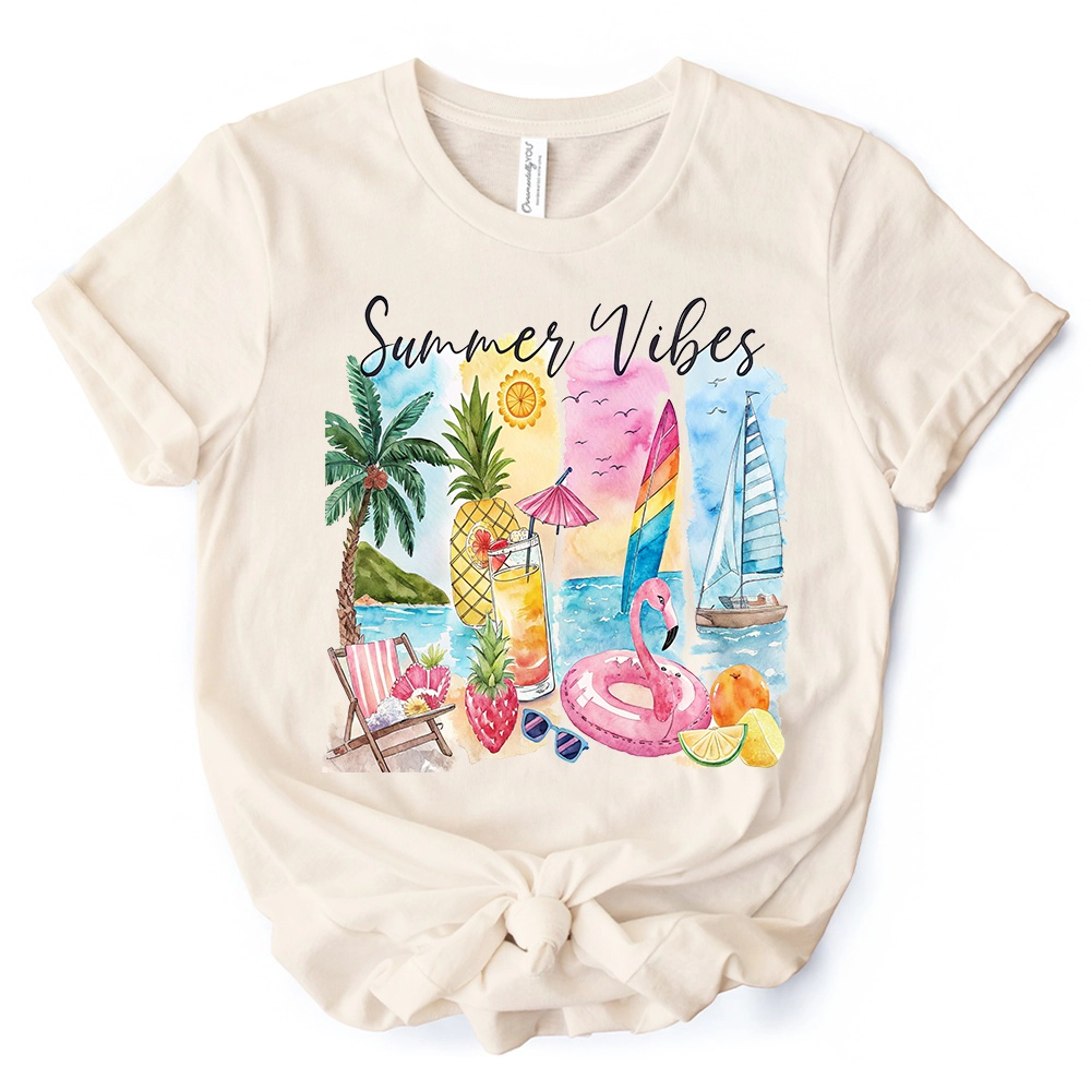 OrnamentallyYou Womens Summer Vibes T-Shirt