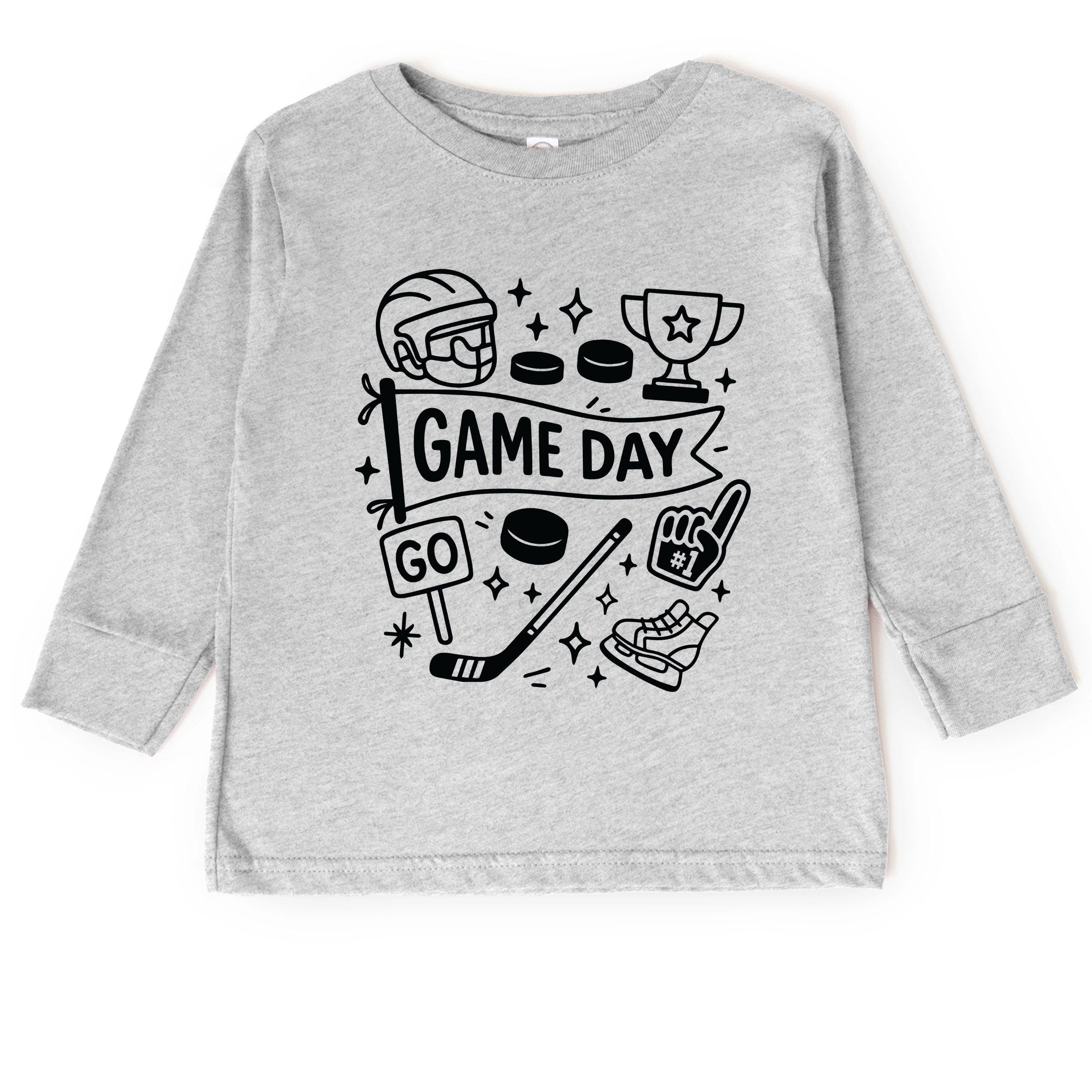 The Juniper Shop - Toddler Long Sleeve Graphic Tee Hockey Game Day Doodles