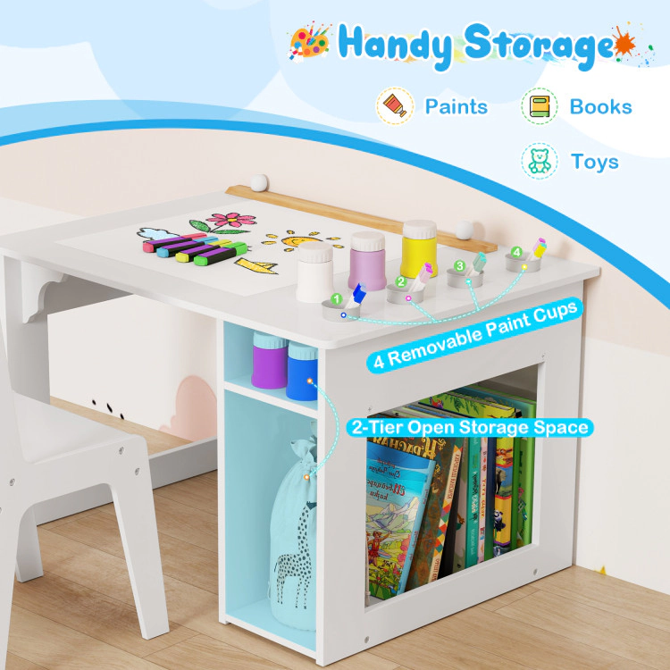 Hivvago Kids Art Table And Chair Set Toddler Craft Drawing Desk-White