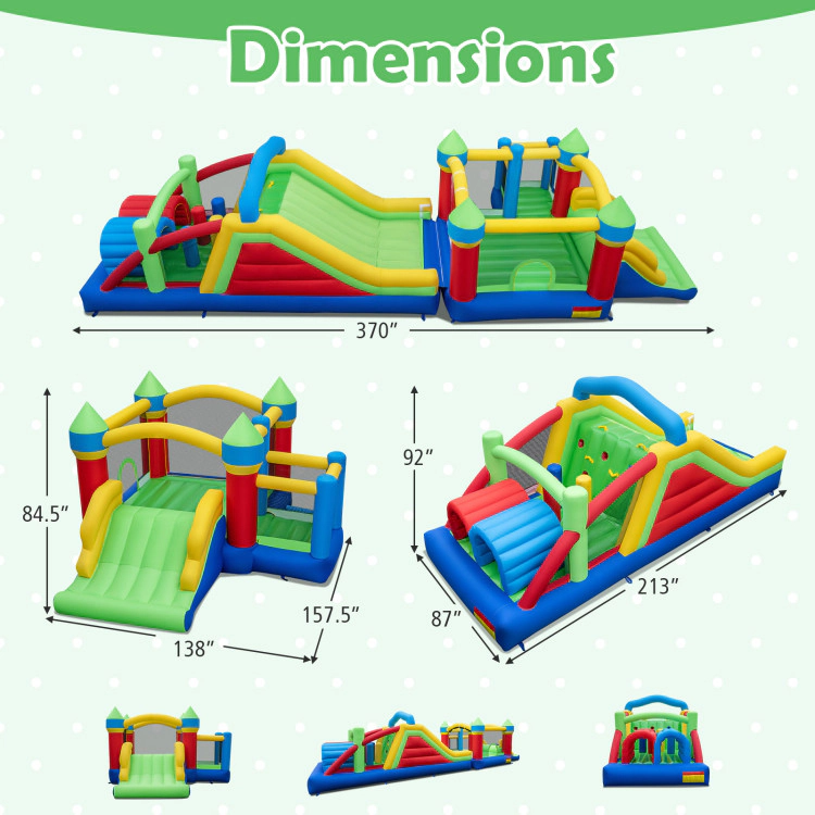 Hivvago Inflatable Obstacle Course Bounce House with Dual Slides and Tunnels without Blower