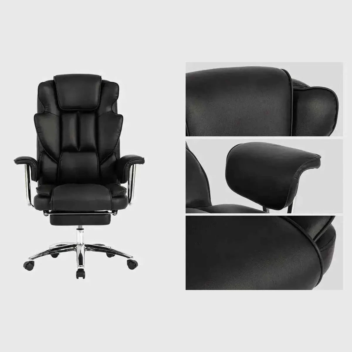 Platinum-Level Office Chairs Big & Tall Executive Office Chair with Footrest, Black Leather