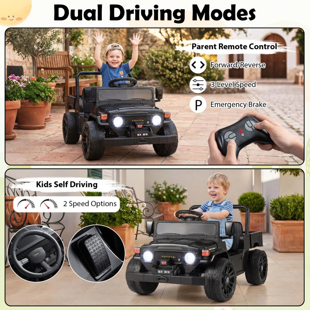 Hivvago 12V Electric Ride On Truck with Dump Bed and Music Licensed Toyota