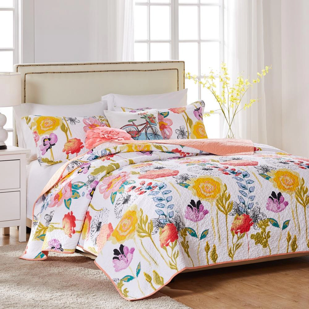 Greenland Home Watercolor Dream Quilt and Pillow Sham Set 5 Piece