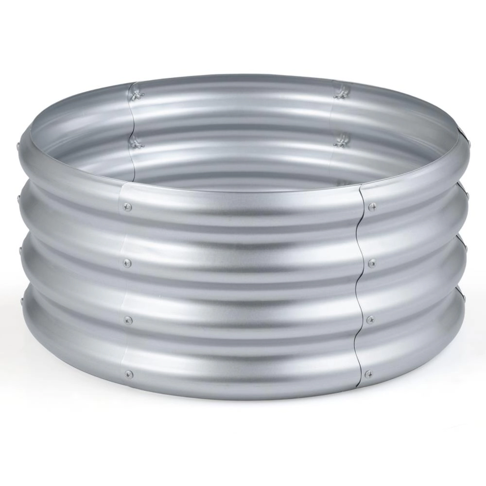 Hivvago Round Galvanized Raised Garden Bed with Open-Ended Base