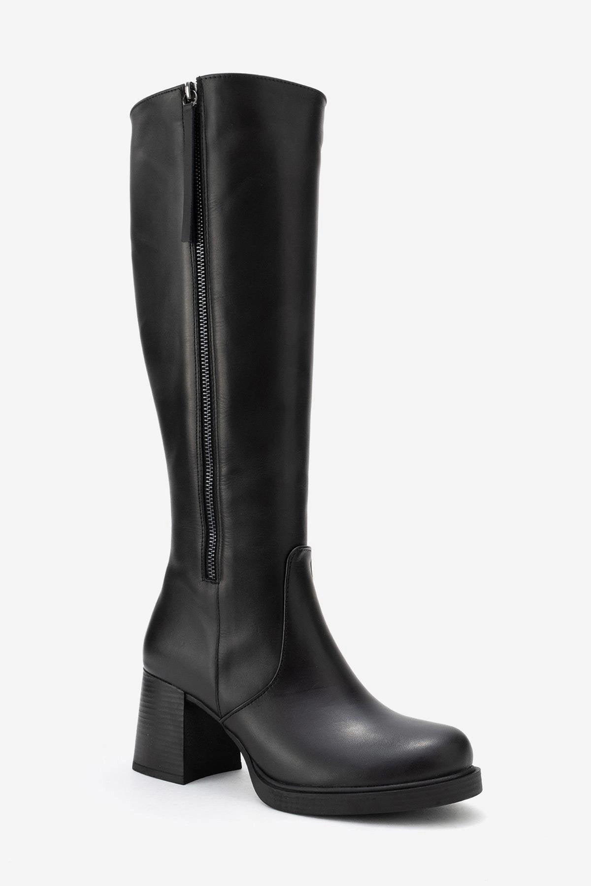 Forever & Always Womens Lensa Leather Block Heel Boot