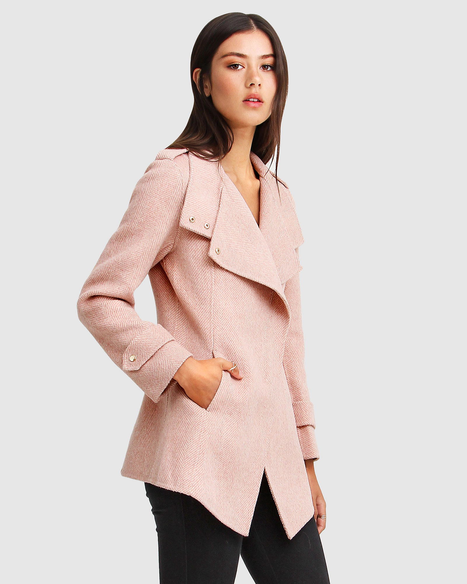 Belle & Bloom Womens Bad Girl Wool Blend Moto Coat
